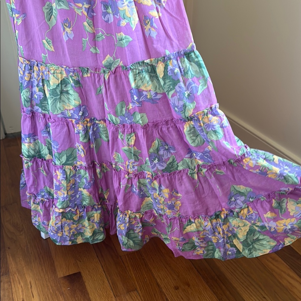 Floral Lavender Maxi Dress with Smocked Waist - Picture 3 of 12